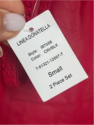 Linea Donatella Red Black Lace Babydoll Chemise Thong Set NWT Size S and M thumbnail 7