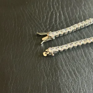 Moissanite Tennis Bracelet VVS1 Passes Tester 4mm 7Inches Silver Iced Out Miami thumbnail 4