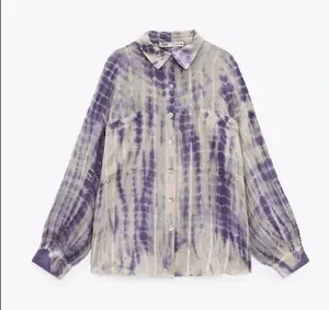ZARA Tie-Dye Button Down Top thumbnail 1