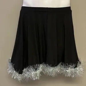 Btween Us Black Fit and Flare Ugly Christmas Skirt w/ Bows & Tinsel Garland- Med thumbnail 4