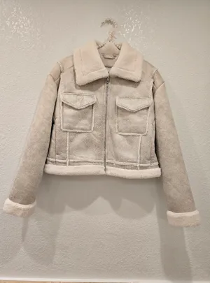 Hollister Faux Shearling Jacket Cream Small thumbnail 3