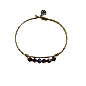 Luca +‎ Danni Bangle Bracelet Brass Green Faceted Glass Bead Stackable L+S USA thumbnail 3