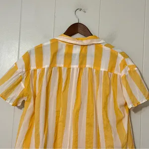 Free People We The Free Float Away Shirt Yellow White Stripe Button Down NWT XS thumbnail 10