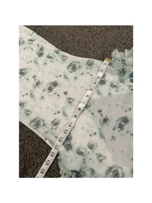 White Green Floral Maxi Dress Ruffle Sleeve Bodycon XS thumbnail 10