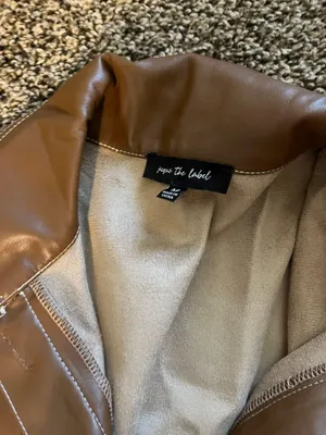 These Three Boutique Brown Leather Long Sleeve Romper thumbnail 2