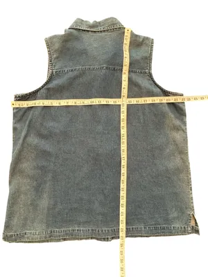 VTG 90s Fashion Bug patriotic American cottage patchwork denim vest shirt NWT XL thumbnail 8