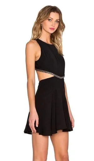 Revolve NBD Black Dress with Beaded Cutout thumbnail 1