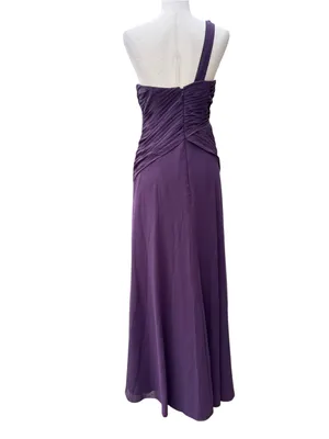 David's Bridal Plum One Shoulder Formal Dress thumbnail 7