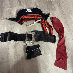 4 Pieces Pirate Hat Skull‎ Print Pirate Captain Costume Cap With Access thumbnail 1