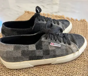 Superga Plaid Flannel Low Top Sneakers Women's Size 39 EU 8 US Grey Black‎ thumbnail 1