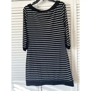 White House‎ Black Market Striped 3/4 Sleeve Boat Neck Dress Size Medium thumbnail 4