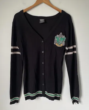 Warner Bros. Harry Potter Slytherin Cardigan Sweater Black Women's Size Medium thumbnail 1