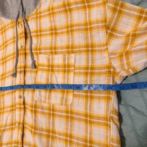 Ultra Flirt Yellow Plaid Hooded Flannel Button-Down Shirt Size XL - NWOT thumbnail 9