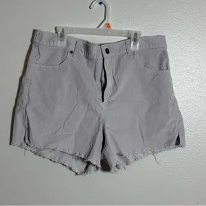 Aerie Women Ribbed Cut Off Gray Curdoroy Shorts Size Large‎ thumbnail 2