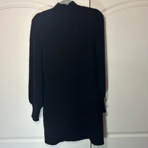 A loves A Sweater Mini Dress Balloon Sleeve‎ Mock Neck Black Knit Womens Medium thumbnail 3