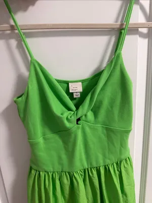 Bright green front tie midi dress NWT thumbnail 4