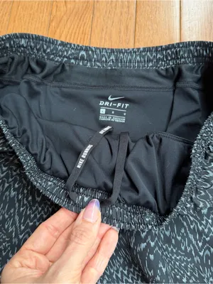 Nike 10K Dri-FIT Running Shorts Black Grey Static Print Mesh Trim Women's Large thumbnail 3