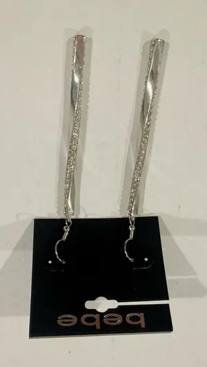 Cute bebe Crystal Linear Drop Earrings - Silver dangle drop fashion design gift thumbnail 1