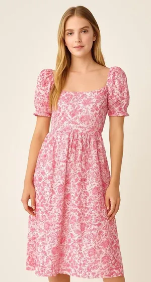 Entro Floral Blush Midi Dress thumbnail 1