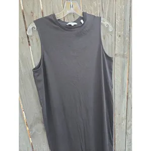 Vince Women’s Medium Pima Cotton Sleeveless Midi Tank Dress Black thumbnail 3