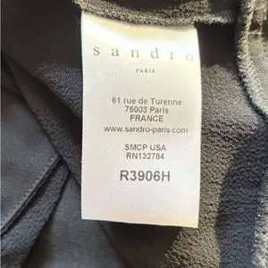Sandro Paris Black Mesh Shoulder Tiered Ruffle Hem Mini Dress Sz 3 / L 💛 thumbnail 10