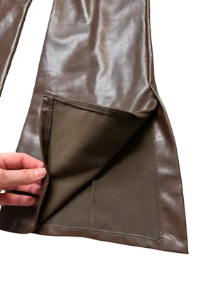 ✨Abercrombie Vegan Leather Split‎ Hem Flare Pants Brown Small✨ thumbnail 6