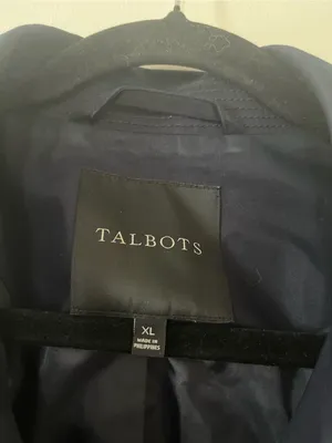 Talbots Navy Trench Coat XL Quiet Luxury Old Money Business Casual Minimalist thumbnail 2