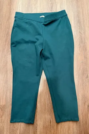 Soft‎ Surroundings Metro Ponte Knit Pants Teal Green Cropped Tapered PL 3GM70 thumbnail 1