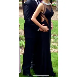 Faviana Black Formal/Prom Dress. Beaded Neck. Mesh‎ Cutouts. Fitted size 2 thumbnail 2