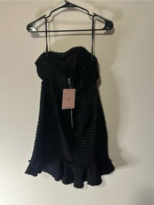 NWT hello Molly chase that feeling dress mini black size Medium boho crochet thumbnail 4