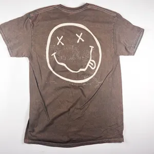 NIRVANA Brown Distressed Smiley Band Concert Cotton Tee Size M Unisex thumbnail 2