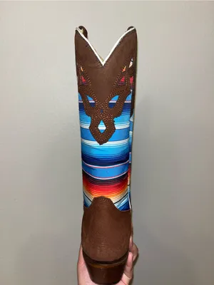 El General Western Cowboy Boots Brown Leather Serape Square Toe Women’s 9.5 thumbnail 4