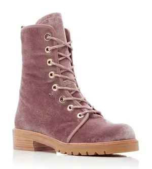 Stuart Weitzman Metermaid‎ Velvet Combat Boots in Candy Pink Size 7.5 thumbnail 1