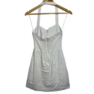 Abercrombie & Fitch White Linen Square Neck Sleeveless Halter Mini Dress Size S thumbnail 4