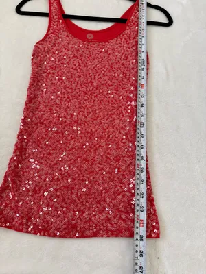 Vintage Old Navy Red Sequin Long Tank Top | Size XS thumbnail 5