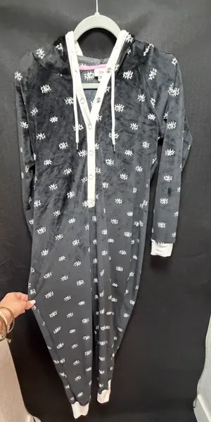 Jenni Fleece Eye Pattern Hooded Onesie Pajamas - Size XS (NWT/No Tags) thumbnail 8