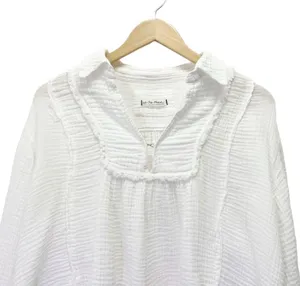 Free People Cozy Dreams Top Textured Cotton Loose Pullover in Soft White Size XS thumbnail 5