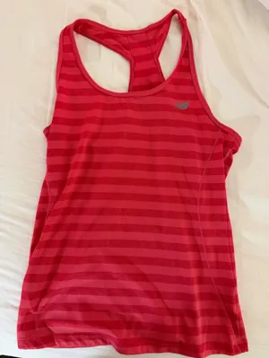 New Balance Women's Red Striped Racerback Tank Top thumbnail 1