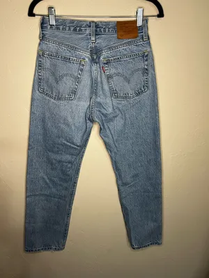 Levis 501’s Premium‎ Cropped High Rise Straight Leg Button Fly Luxor Denim Jeans thumbnail 8
