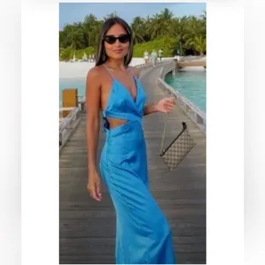 Zara Long Blue Summer Dress thumbnail 5