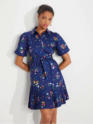 kate spade Navy Floral Tie-Waist Puff Sleeve Mini Dress thumbnail 4
