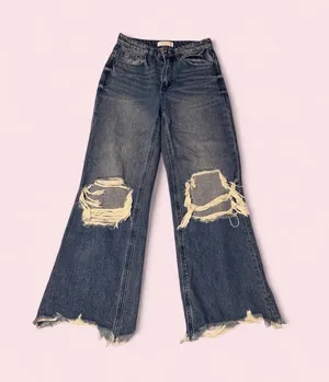 Vervet Dark Wash Distressed Wide-Leg Women's Jeans thumbnail 1
