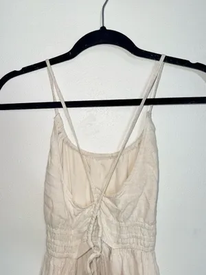 American Eagle Halter Open Back Handkerchief Hem Midi Dress Cream NWT thumbnail 9