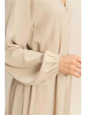 HYFVE Tan V-Neck Tie-Waist Maxi Dress thumbnail 3