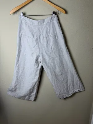 MANGO Suit Cropped Khaki Tan Linen Blend Trousers Pants Size 2 thumbnail 4