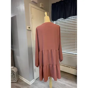 Nine West XL Dusty Rose Tiered Babydoll Tunic Dress Boho Flowy Long Sleeve thumbnail 5