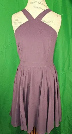 NWT Lulu's Womens Dusty Purple Forevermore Skater Dress Large‎ thumbnail 1