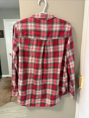 American Eagle Outfitters Red Plaid Boyfriend Flannel - Medium Nashville rodeo thumbnail 7