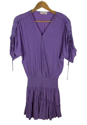 Ramy Brook‎ Purple Smocked Waist Tiered Mini Dress Medium Cocktail Party Flowy thumbnail 1