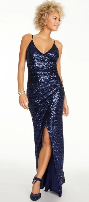 Trixxi Navy Sequin Prom Dress thumbnail 1